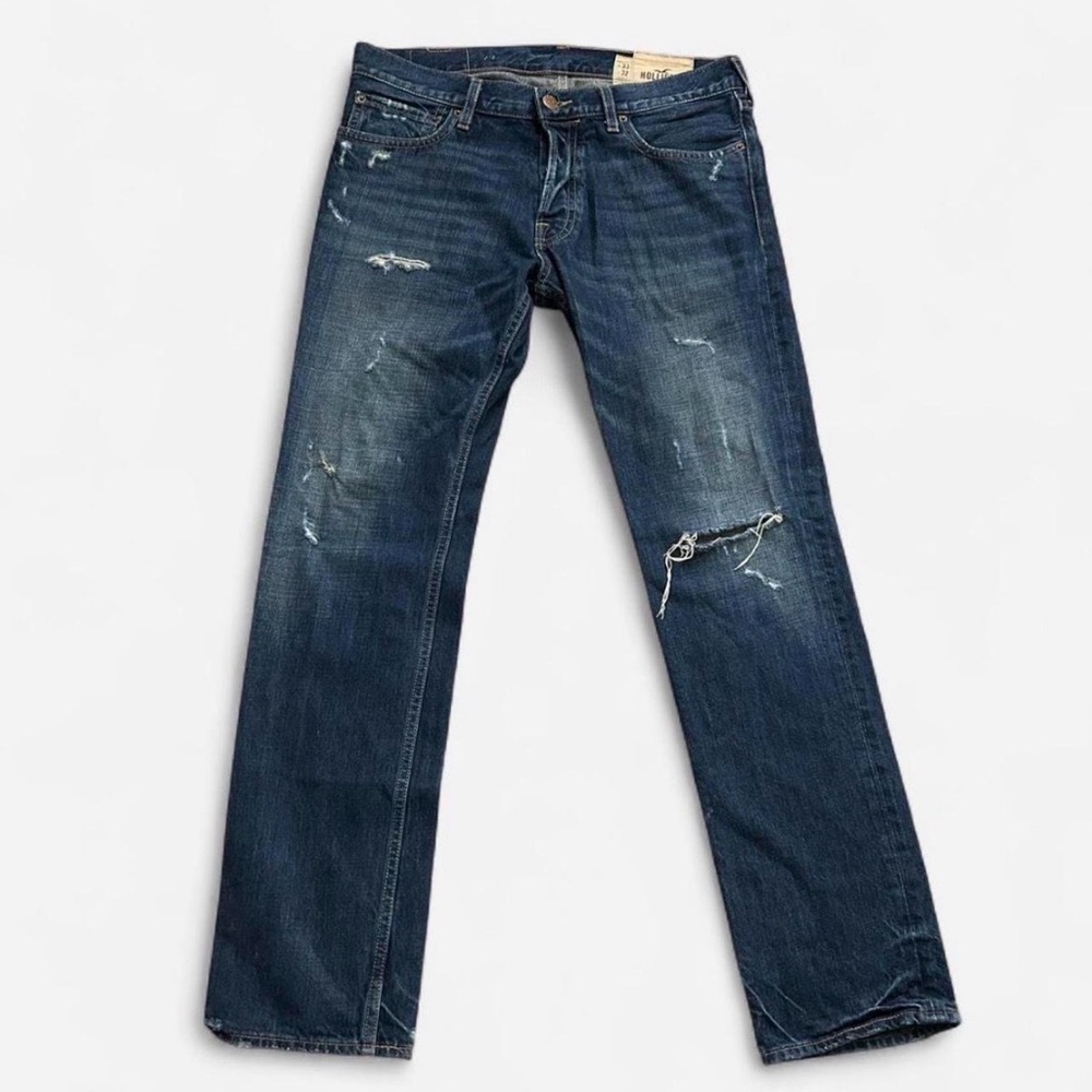 Vintage Hollister Low Rise Men's Dark Blue Distressed Jeans Sz 33x32 (36x33)